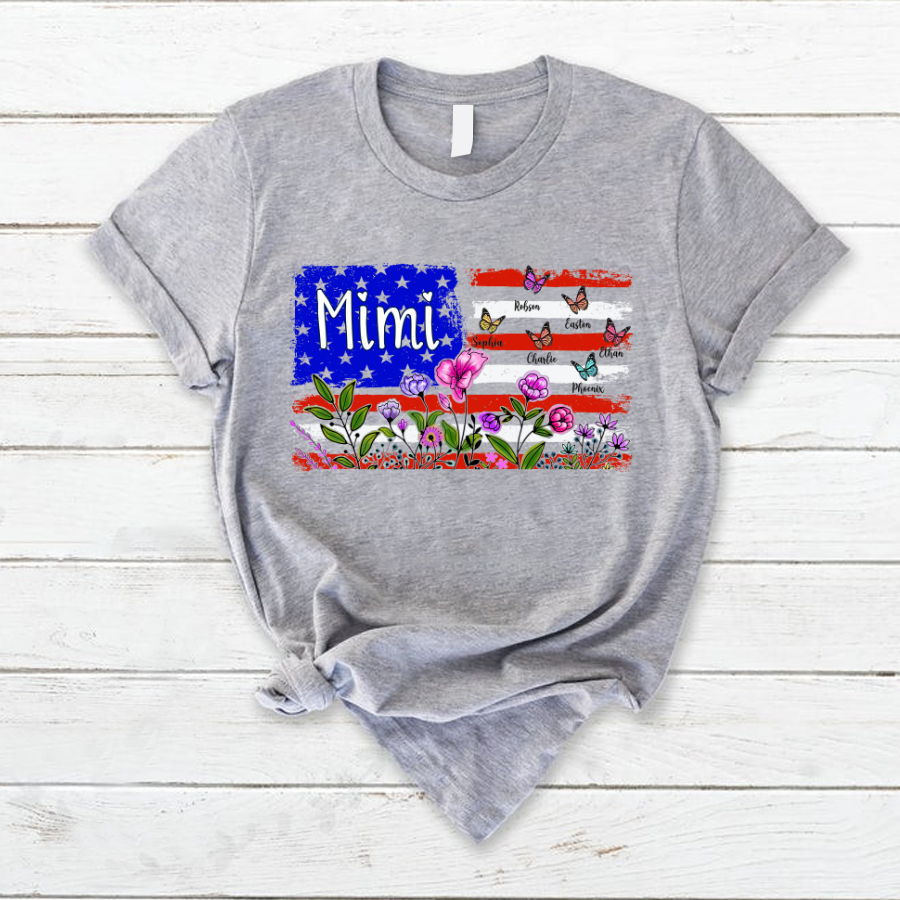 Wildflowers Mimi And Grandkids Flag T-Shirt