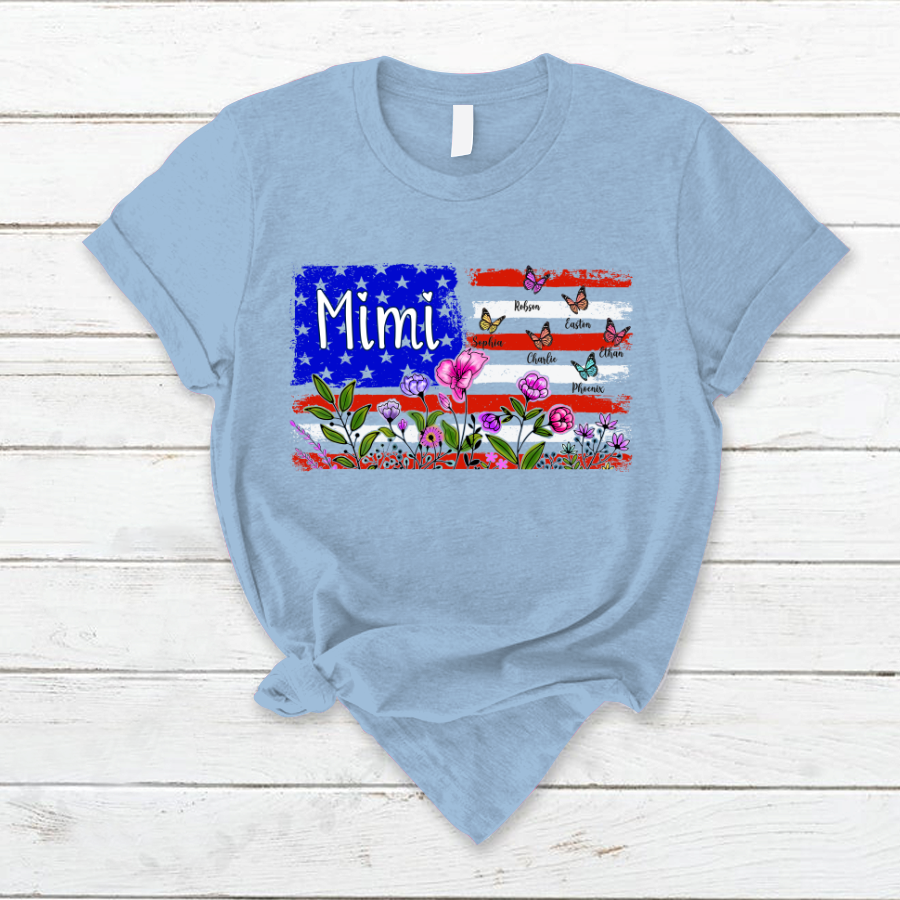 Wildflowers Mimi And Grandkids Flag T-Shirt