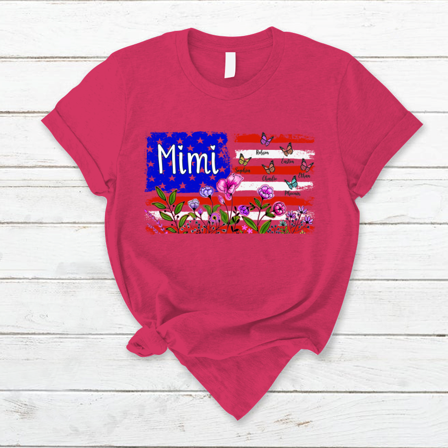 Wildflowers Mimi And Grandkids Flag T-Shirt