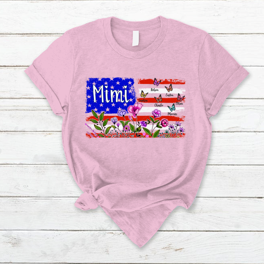 Wildflowers Mimi And Grandkids Flag T-Shirt