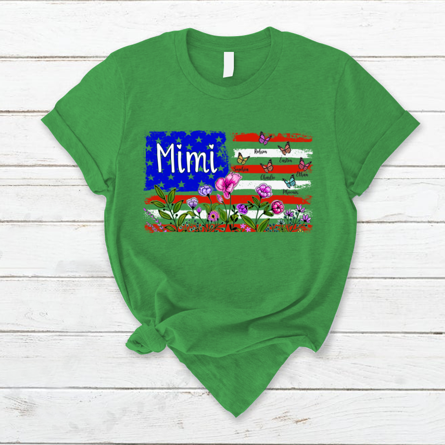 Wildflowers Mimi And Grandkids Flag T-Shirt