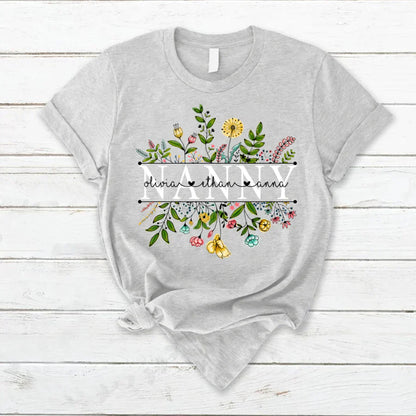Wildflowers Nanny And Grandkids T-Shirt