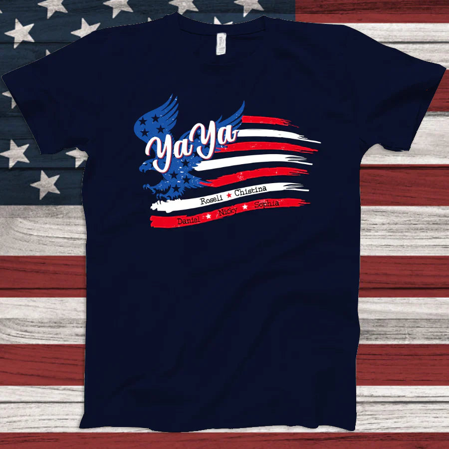 YaYa With Grandkids Names 4th Of July CTL94 T-Shirt