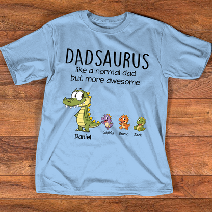 Personalized Dad Dinosaur Shirt with Custom Kids Names, Funny Grandpa Family T Shirt for Dad Daddy, Father's Day Birthday Gift