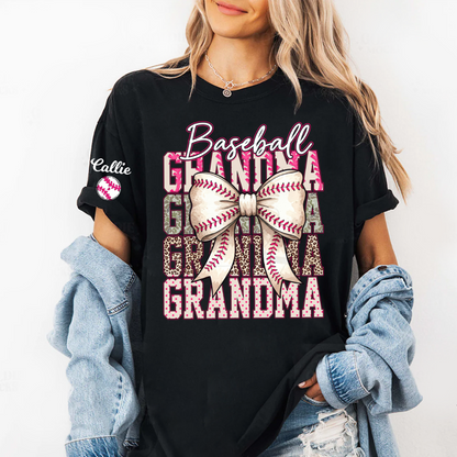 Baseball Grandma, Baseball Bow Grandma Mimi Nana and Grandkids Sports T-shirt