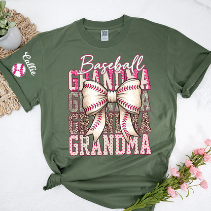 Baseball Grandma, Baseball Bow Grandma Mimi Nana and Grandkids Sports T-shirt