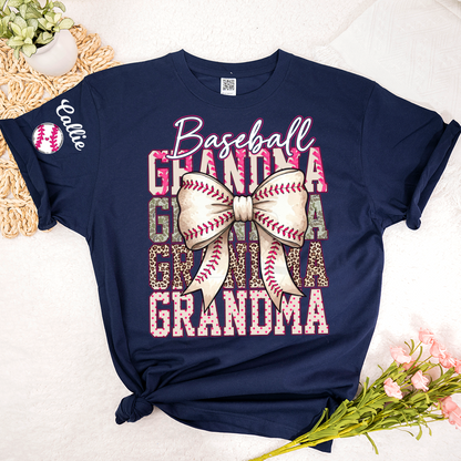 Baseball Grandma, Baseball Bow Grandma Mimi Nana and Grandkids Sports T-shirt