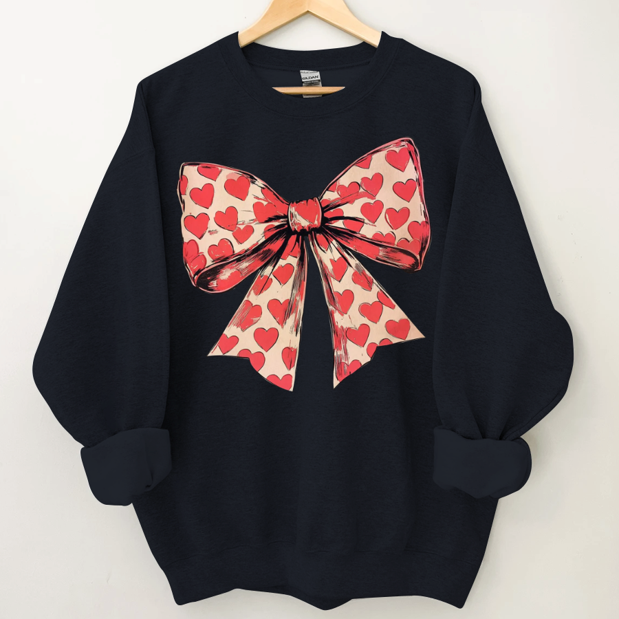 Valentine's day Heart Coquette Bow Sweatshirt