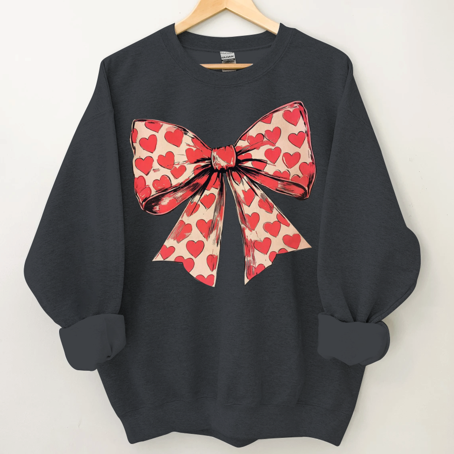 Valentine's day Heart Coquette Bow Sweatshirt