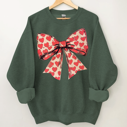 Valentine's day Heart Coquette Bow Sweatshirt