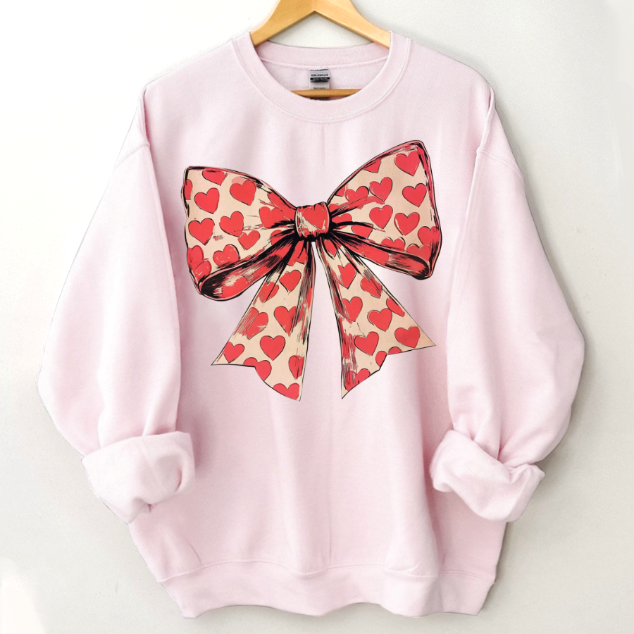 Valentine's day Heart Coquette Bow Sweatshirt