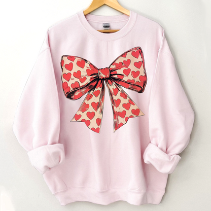 Valentine's day Heart Coquette Bow Sweatshirt