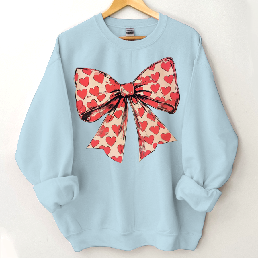 Valentine's day Heart Coquette Bow Sweatshirt