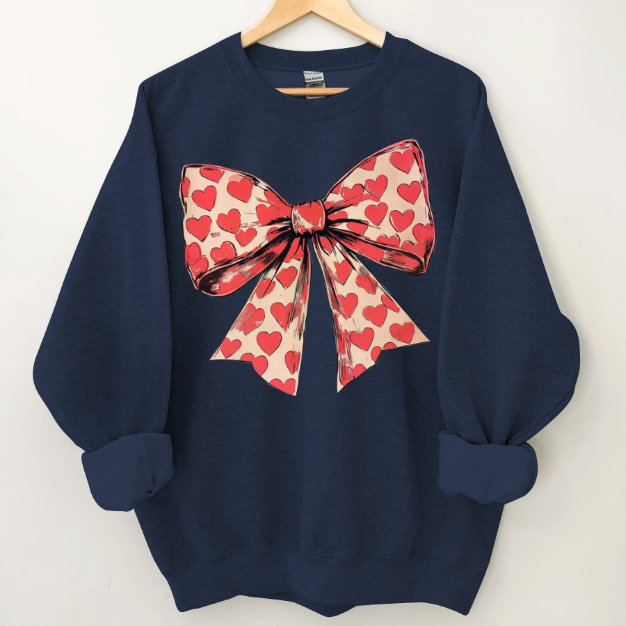 Valentine's day Heart Coquette Bow Sweatshirt