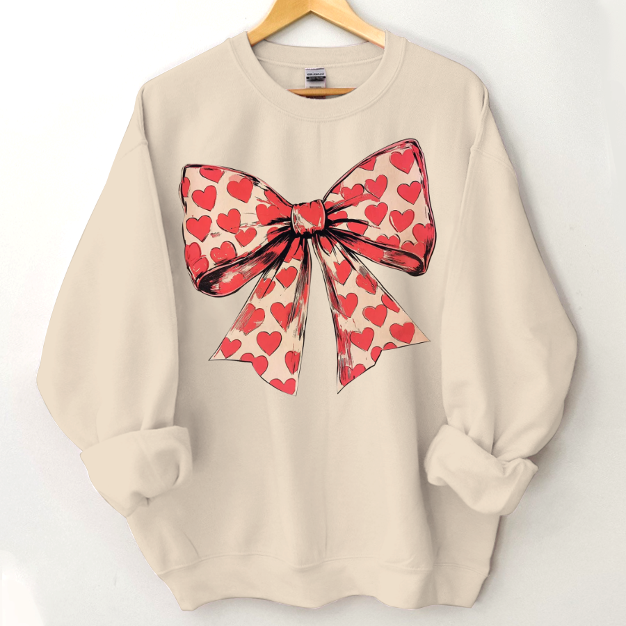 Valentine's day Heart Coquette Bow Sweatshirt