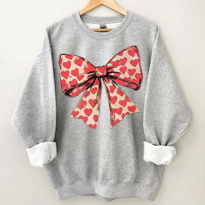 Valentine's day Heart Coquette Bow Sweatshirt