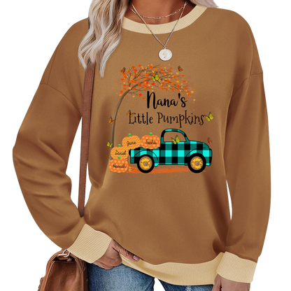 Nana's Little Pumpkins And Grandkids Gift Autumn Sweatshirt