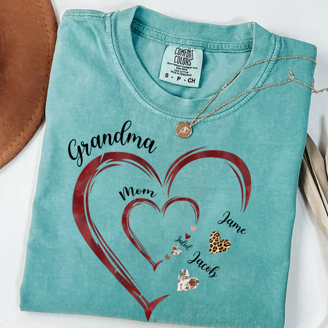 Grandma Mom and Kids Grandkids Personalized Heart Love
