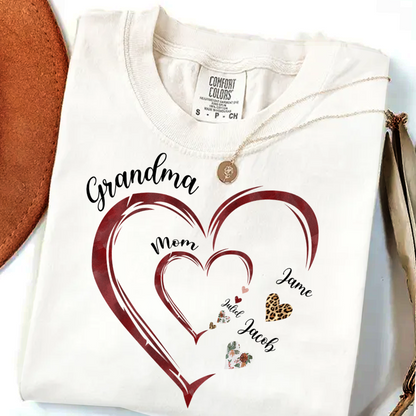 Grandma Mom and Kids Grandkids Personalized Heart Love