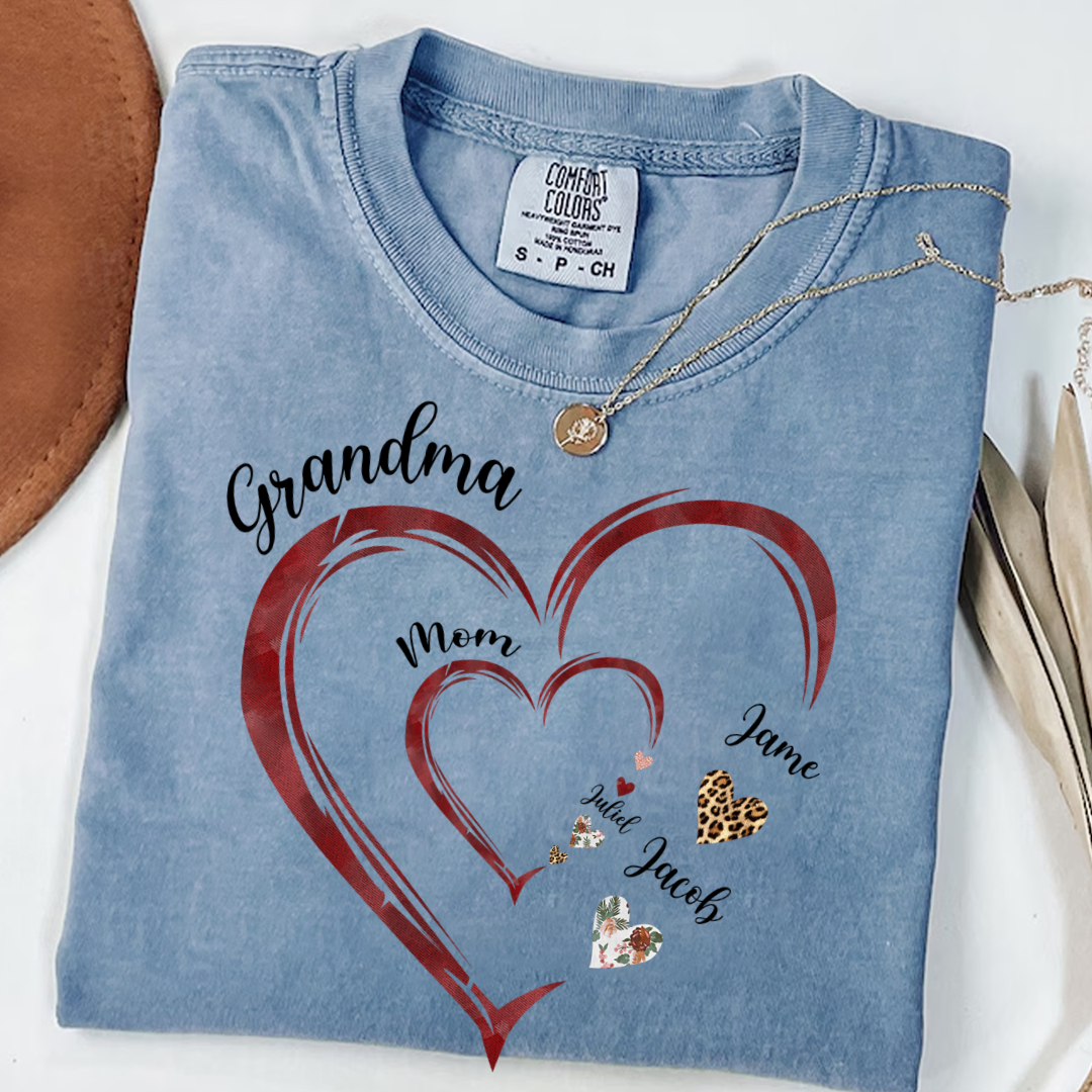 Grandma Mom and Kids Grandkids Personalized Heart Love