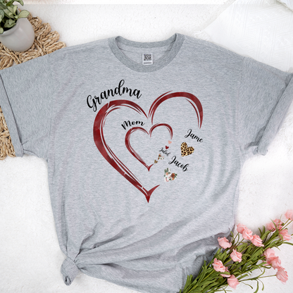 Grandma Mom and Kids Grandkids Personalized Heart Love