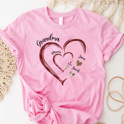 Grandma Mom and Kids Grandkids Personalized Heart Love