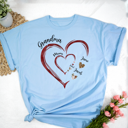 Grandma Mom and Kids Grandkids Personalized Heart Love