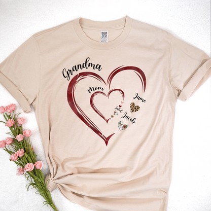 Grandma Mom and Kids Grandkids Personalized Heart Love