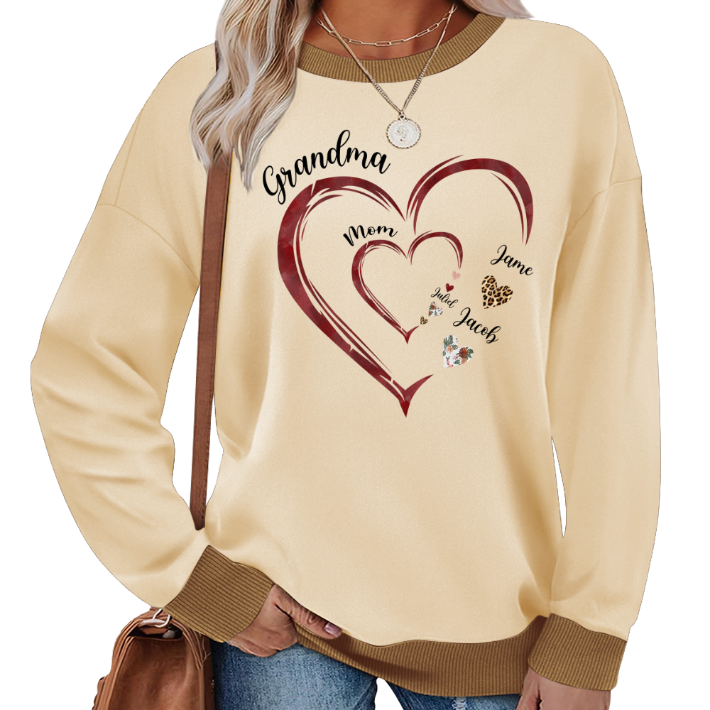 Grandma Mom and Kids Grandkids Personalized Heart Love
