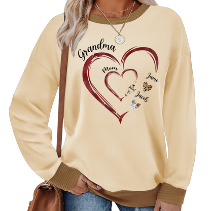Grandma Mom and Kids Grandkids Personalized Heart Love