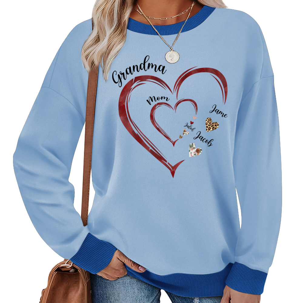 Grandma Mom and Kids Grandkids Personalized Heart Love