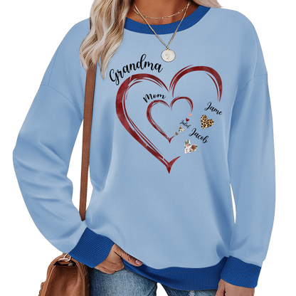 Grandma Mom and Kids Grandkids Personalized Heart Love