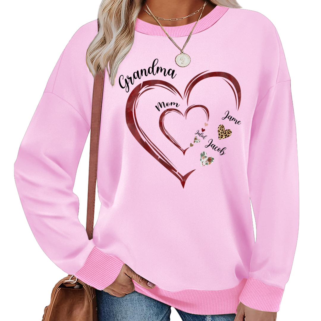 Grandma Mom and Kids Grandkids Personalized Heart Love