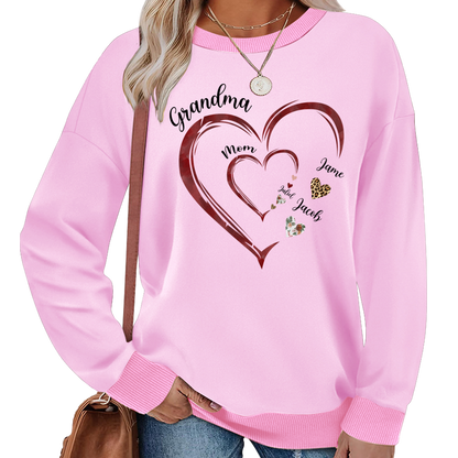 Grandma Mom and Kids Grandkids Personalized Heart Love