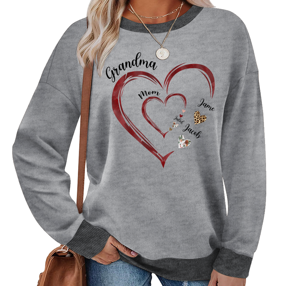 Grandma Mom and Kids Grandkids Personalized Heart Love