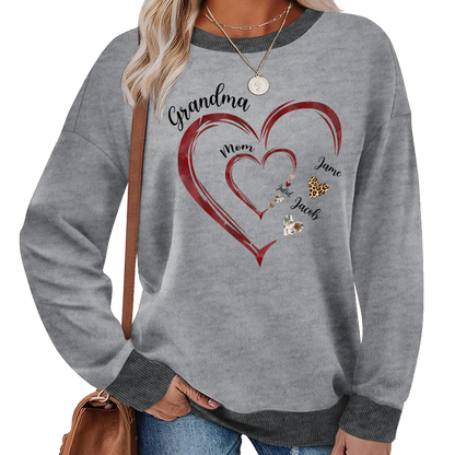Grandma Mom and Kids Grandkids Personalized Heart Love