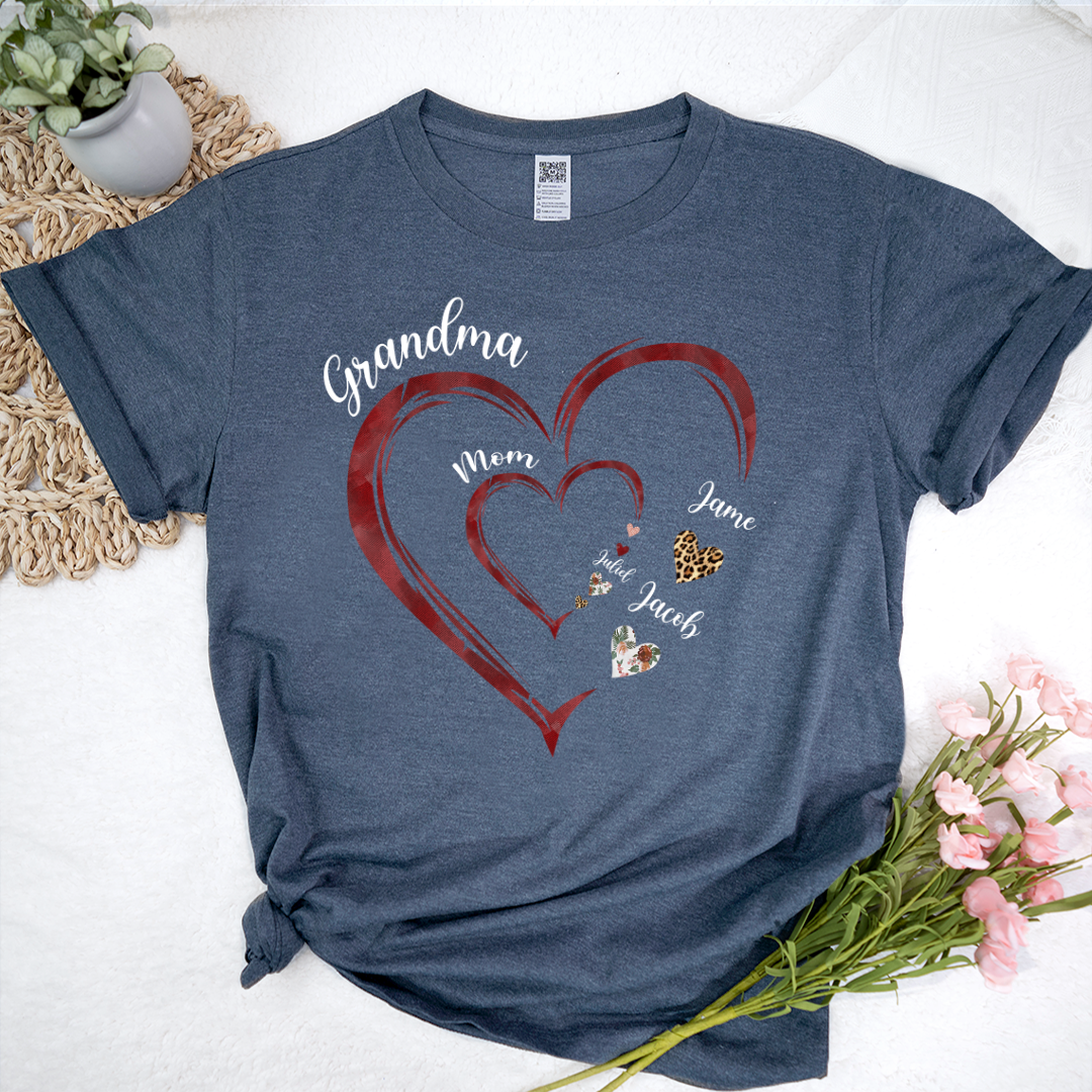 Grandma Mom and Kids Grandkids Personalized Heart Love