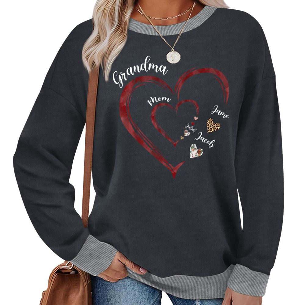 Grandma Mom and Kids Grandkids Personalized Heart Love