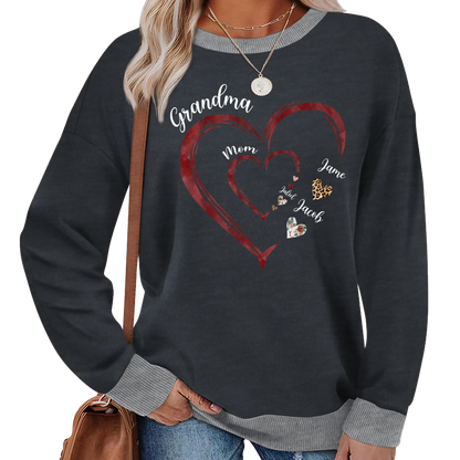 Grandma Mom and Kids Grandkids Personalized Heart Love