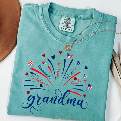 Firework America Flag Grandma And Kids 4th of July Gift