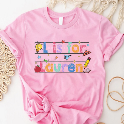 Custom Name First Day Of School, Kids/Teacher Back To School