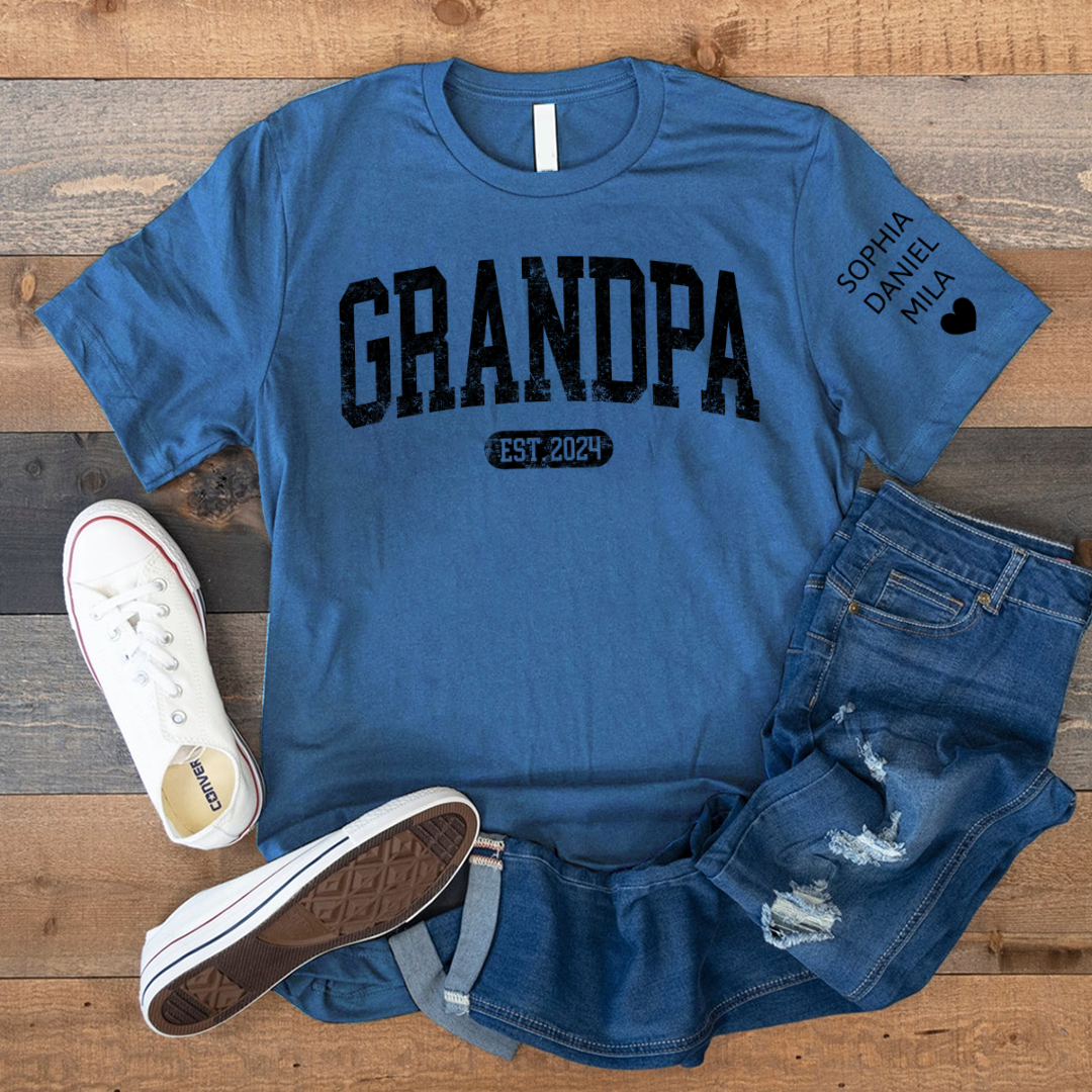 Personalize Grandpa Papa Dad Gift Custom Name Kids CTH01 T-Shirt