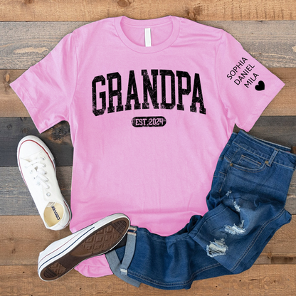 Personalize Grandpa Papa Dad Gift Custom Name Kids CTH01 T-Shirt