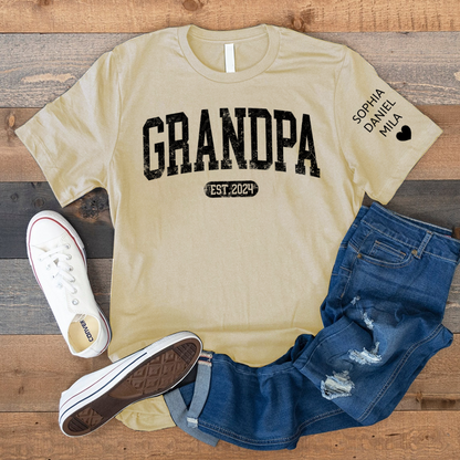 Personalize Grandpa Papa Dad Gift Custom Name Kids CTH01 T-Shirt