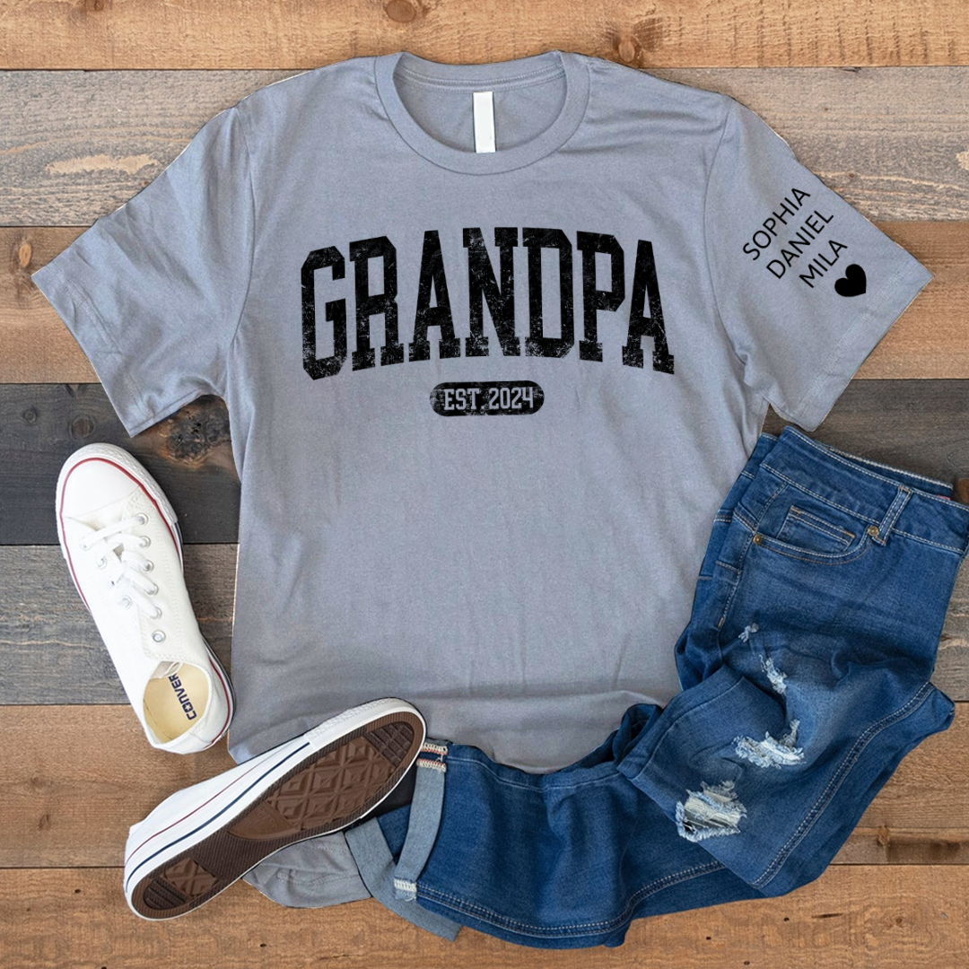 Personalize Grandpa Papa Dad Gift Custom Name Kids CTH01 T-Shirt