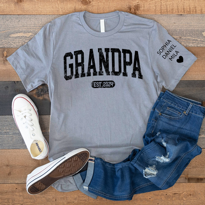 Personalize Grandpa Papa Dad Gift Custom Name Kids CTH01 T-Shirt