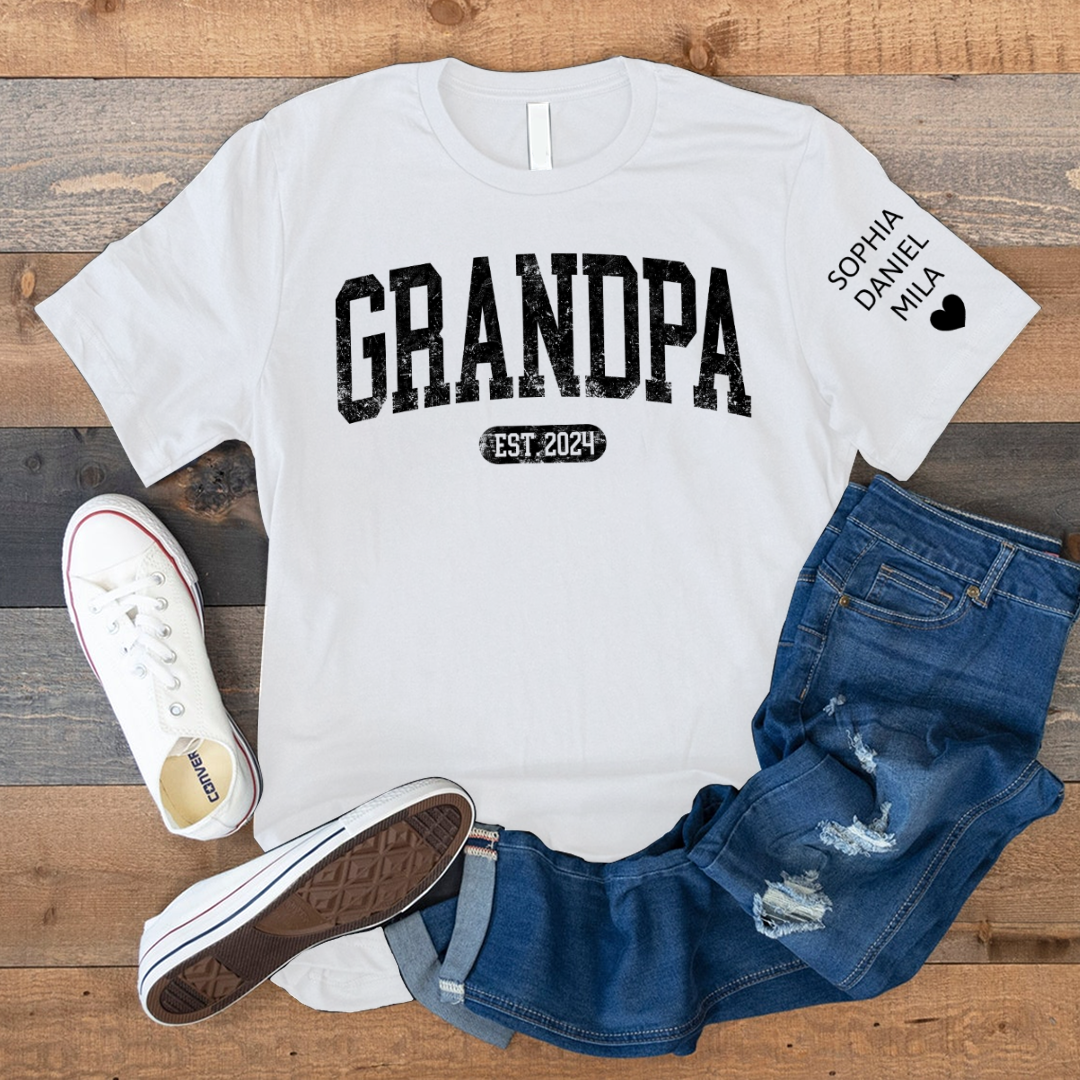 Personalize Grandpa Papa Dad Gift Custom Name Kids CTH01 T-Shirt