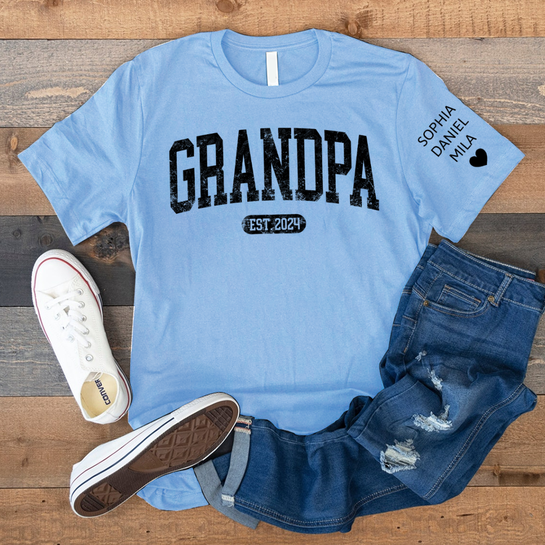 Personalize Grandpa Papa Dad Gift Custom Name Kids CTH01 T-Shirt