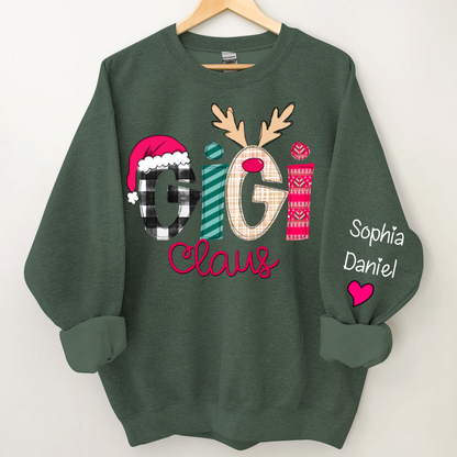 Custom Family Shirt Gigi Claus And Grandkis Christmas 2024 Sweatshirt