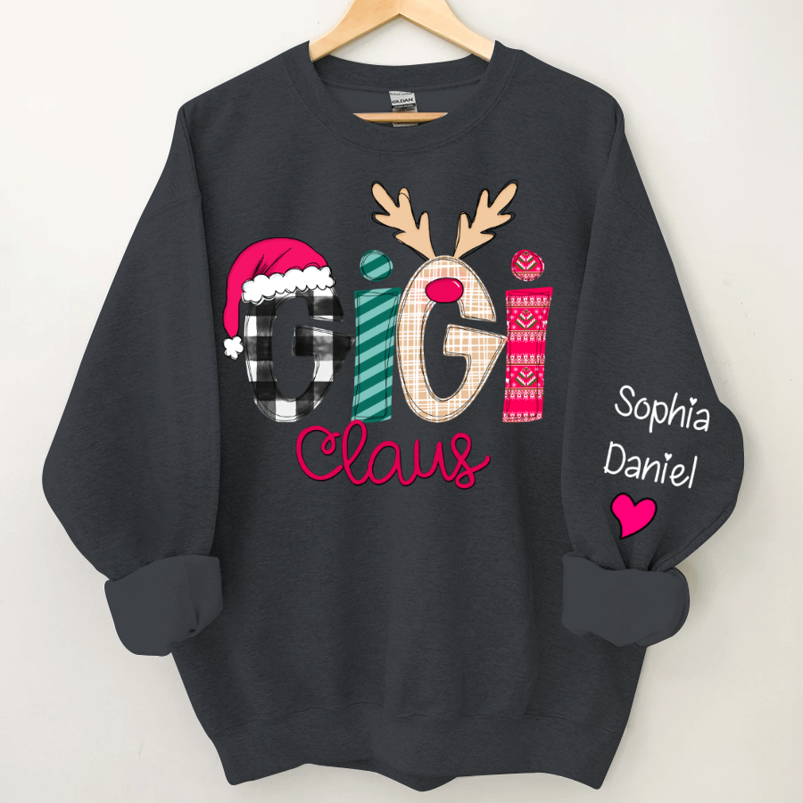 Custom Family Shirt Gigi Claus And Grandkis Christmas 2024 Sweatshirt